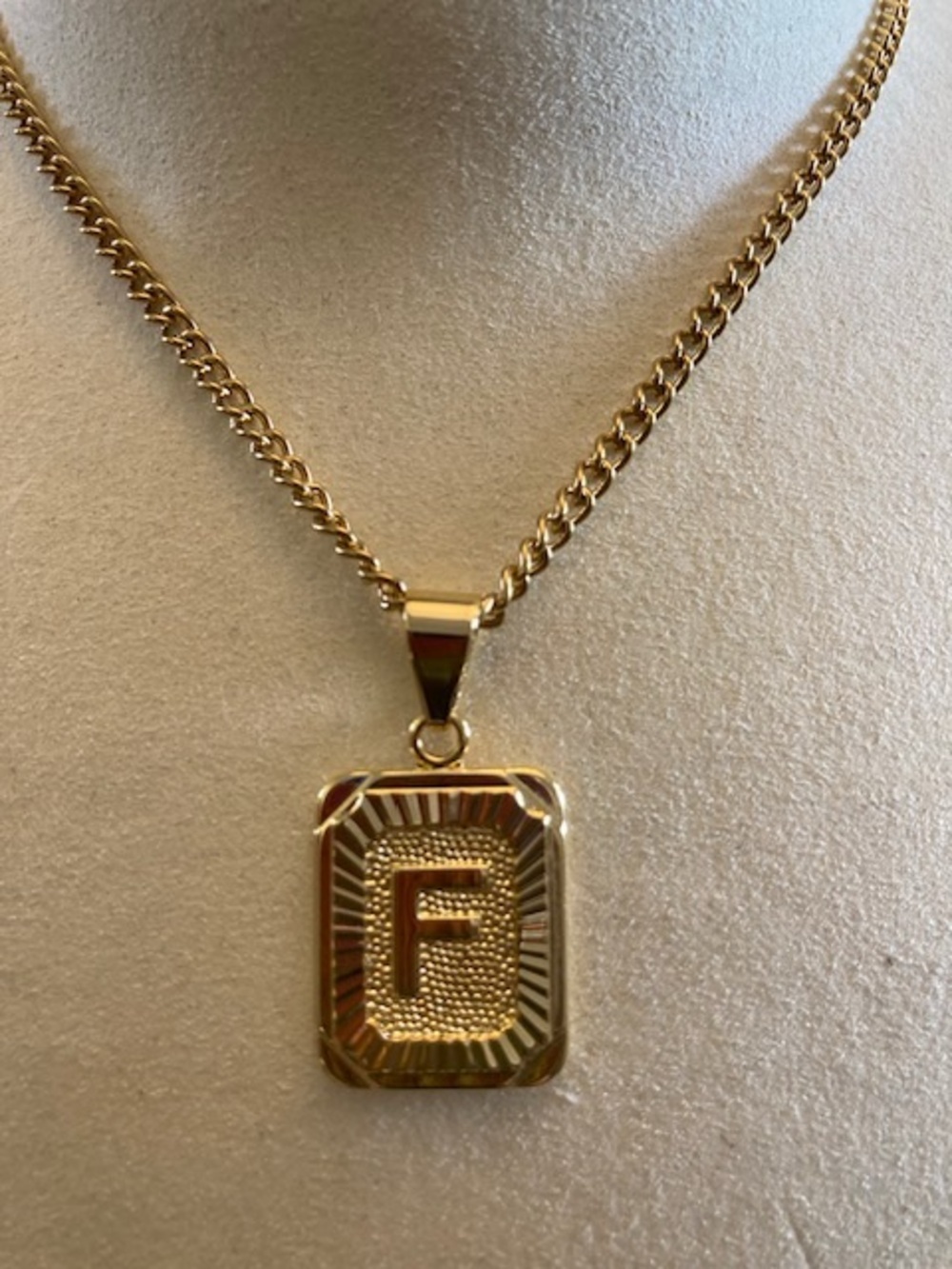 Gold Initial F Pendant Necklace - Letter F